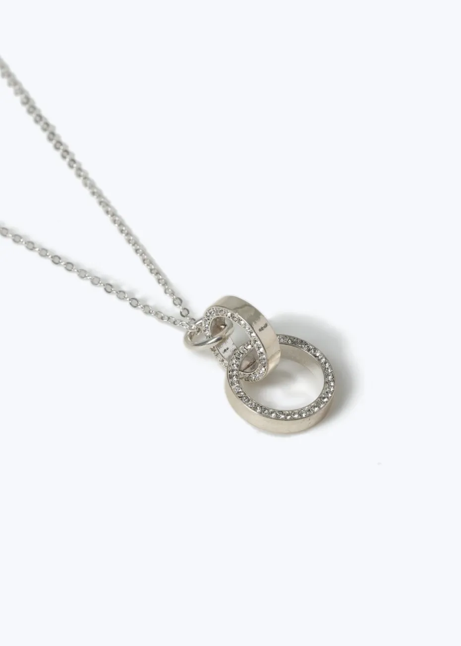 Muse Silver Pave Double Link Necklace