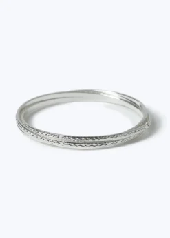 Muse Silver Textured Russian Bangle