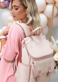 My Babiie Blush Quilted Backpack Changing Bag