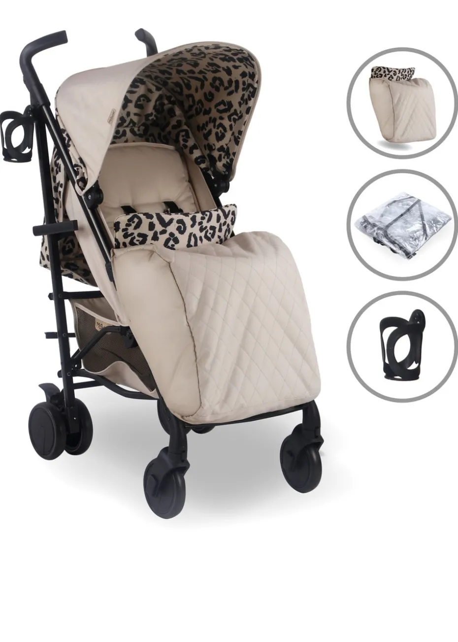 My Babiie Cream Leopard Print Dani Dyer Fawn Lightweight Stroller