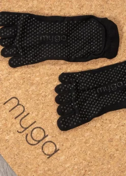 Myga Black Gripped Yoga Toe Socks 3-Pack