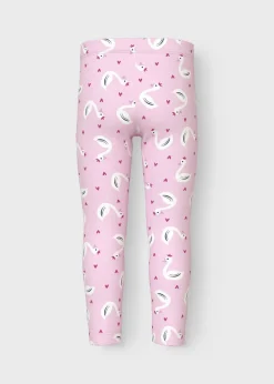 Name It Girls Pink Swan Leggings (1.5-6yrs)