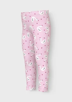 Name It Girls Pink Swan Leggings (1.5-6yrs)