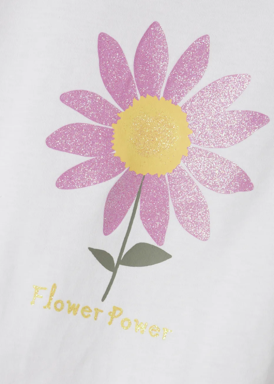 Name It Girls White Flower T-Shirt (1.5-8yrs)