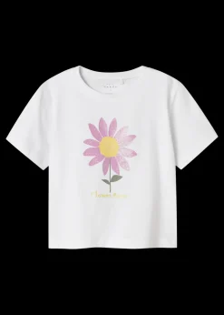 Name It Girls White Flower T-Shirt (1.5-8yrs)