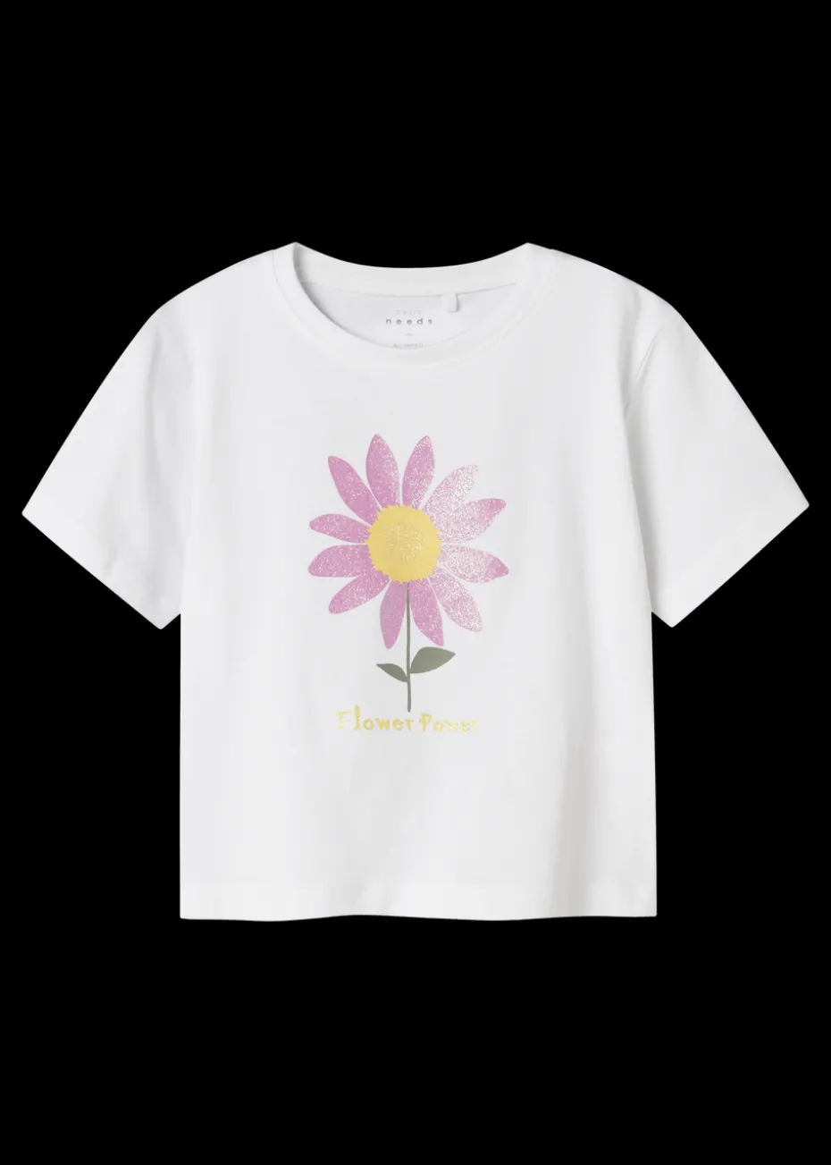 Name It Girls White Flower T-Shirt (1.5-8yrs)