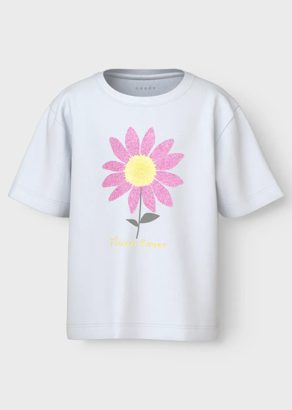 Name It Girls White Flower T-Shirt (1.5-8yrs)