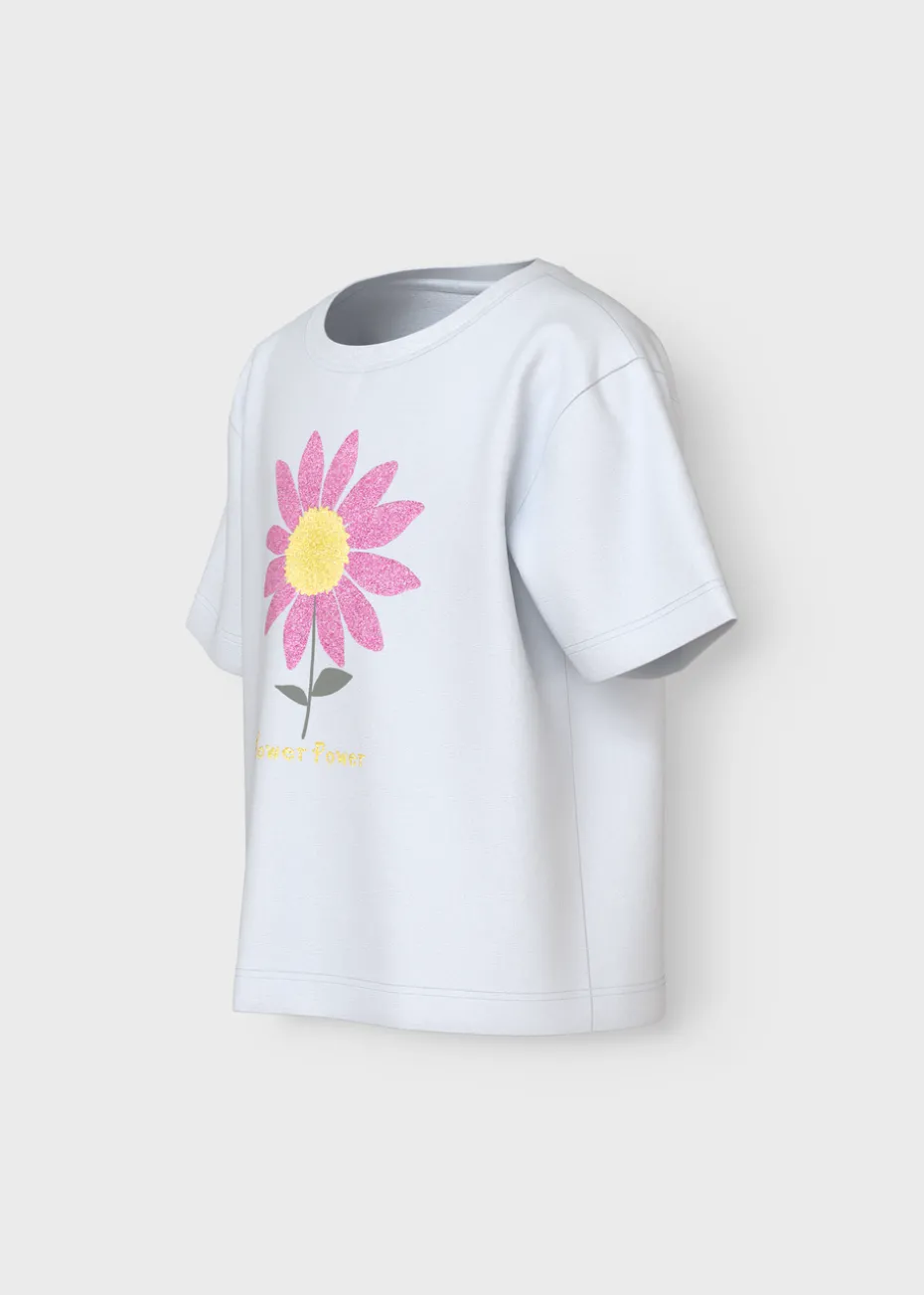 Name It Girls White Flower T-Shirt (1.5-8yrs)