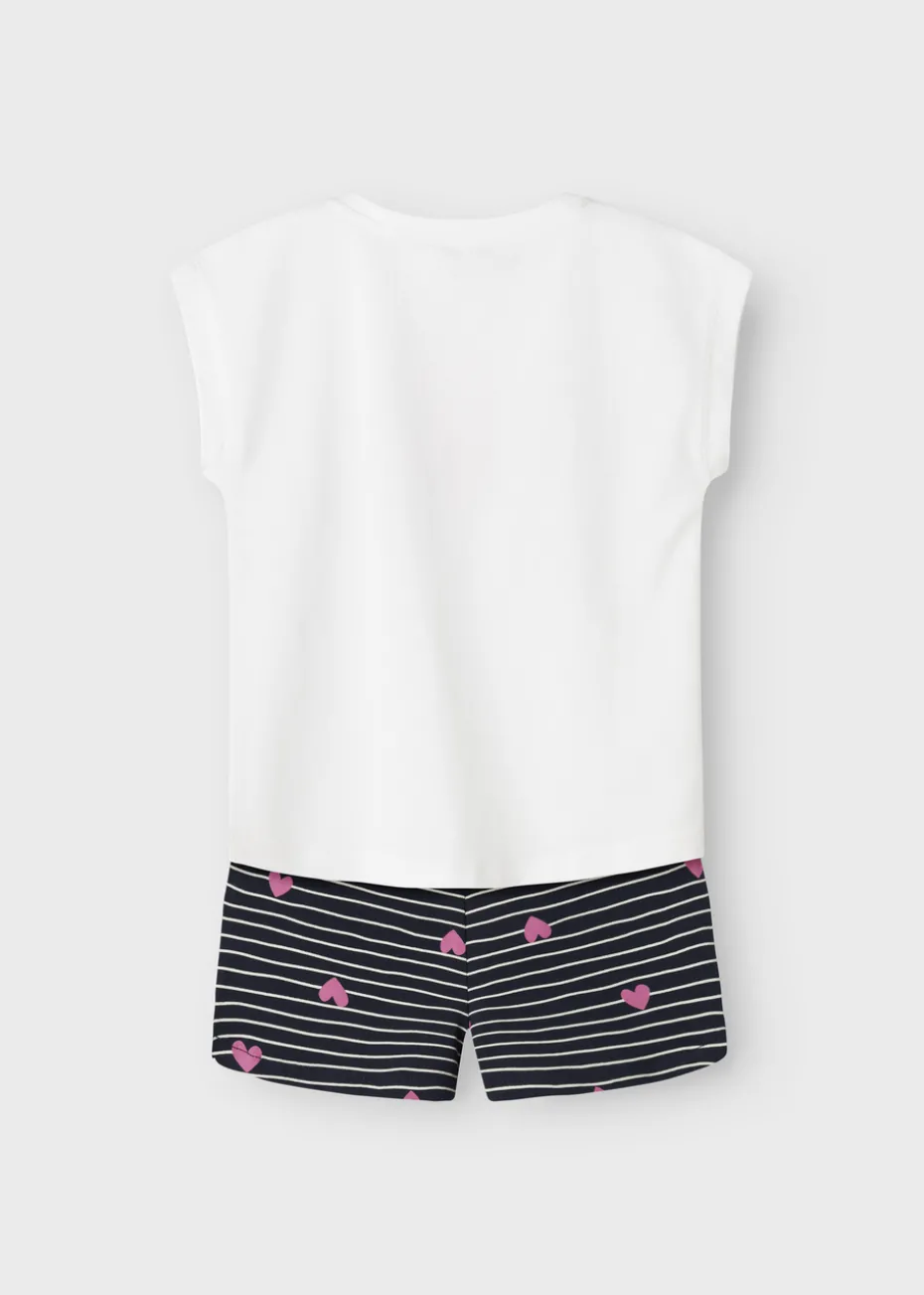 Name It Girls White Heart Top & Shorts Set (1.5-7yrs)