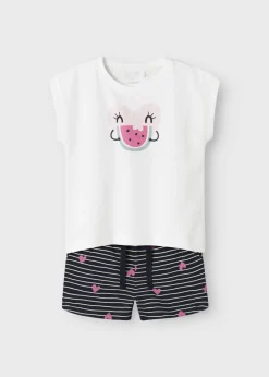Name It Girls White Heart Top & Shorts Set (1.5-7yrs)