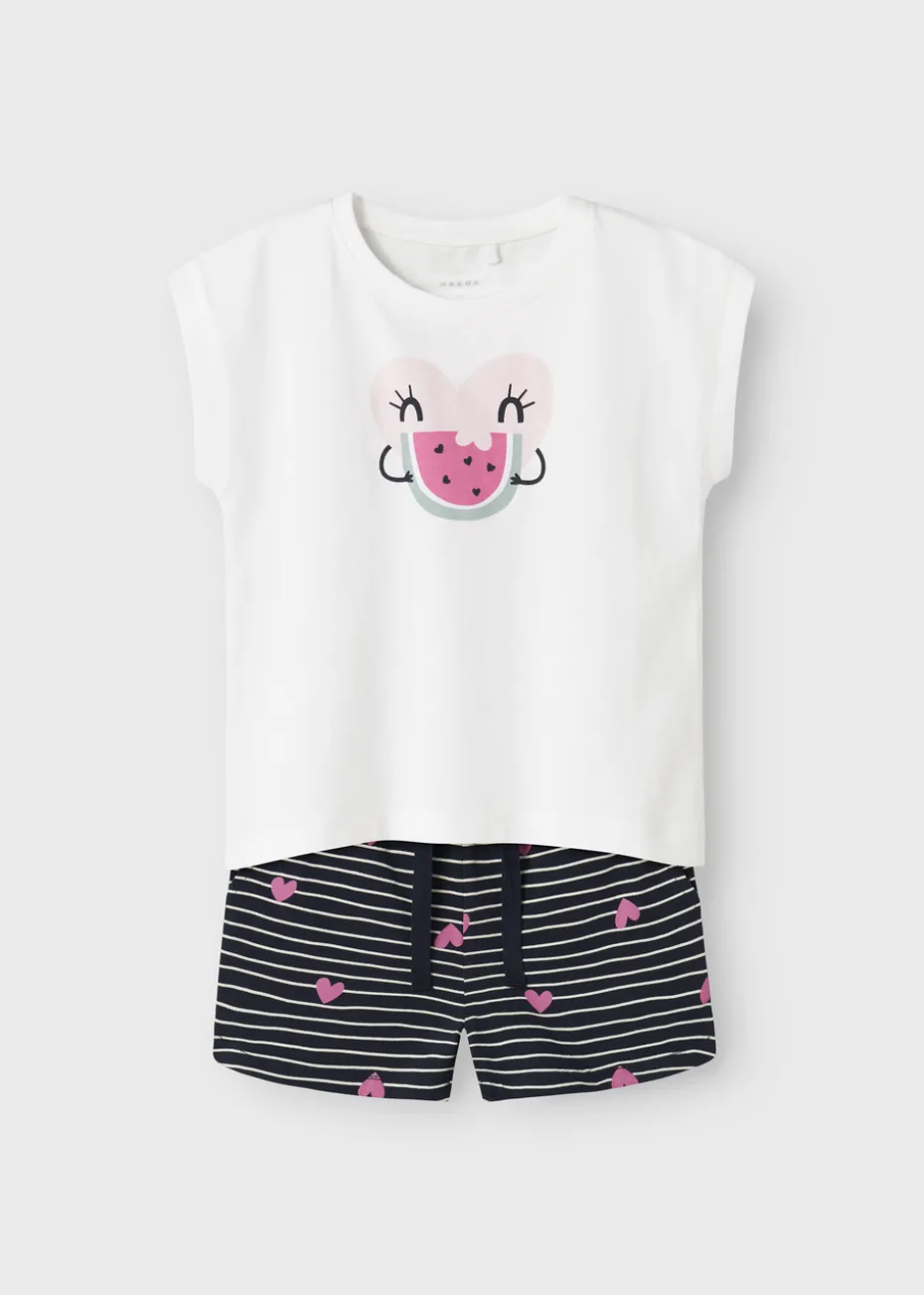 Name It Girls White Heart Top & Shorts Set (1.5-7yrs)