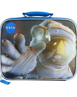 NASA Space Astronaut Kids School Zipped Compartment Black Lunch Box