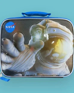 NASA Space Astronaut Kids School Zipped Compartment Black Lunch Box