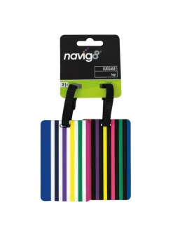 Navig8 Multicoloured Striped Luggage Tags (22.5cm x 11cm x 4cm)