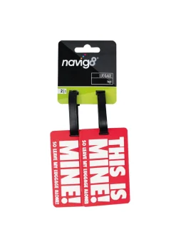 Navig8 Red Slogan Luggage Tags (8cm x 8cm)