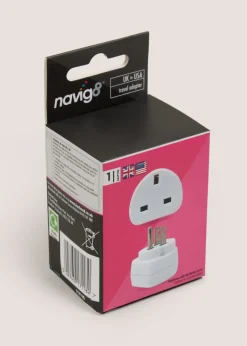 Navig8 UK to USA Travel Adapter (11.5cm x 6cm x 5cm)