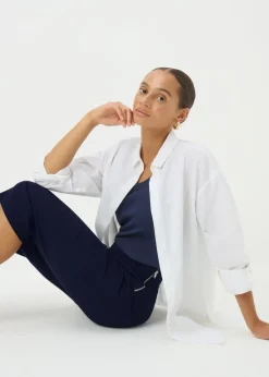 Navy Bengaline Cropped Leggings