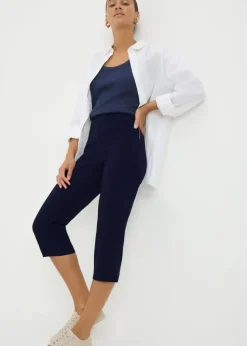 Navy Bengaline Cropped Leggings