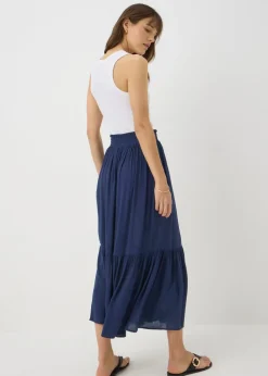 Navy Cheesecloth Maxi Skirt