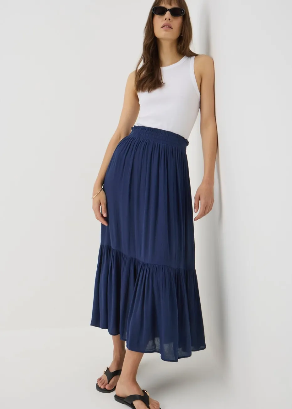 Navy Cheesecloth Maxi Skirt