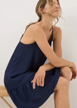 Navy Crinkle Cami Mini Dress