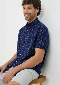 Navy Flamingo Short Sleeve Shirt