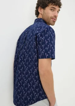 Navy Flamingo Short Sleeve Shirt