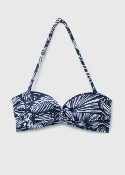 Navy Floral Twist Bikini Top