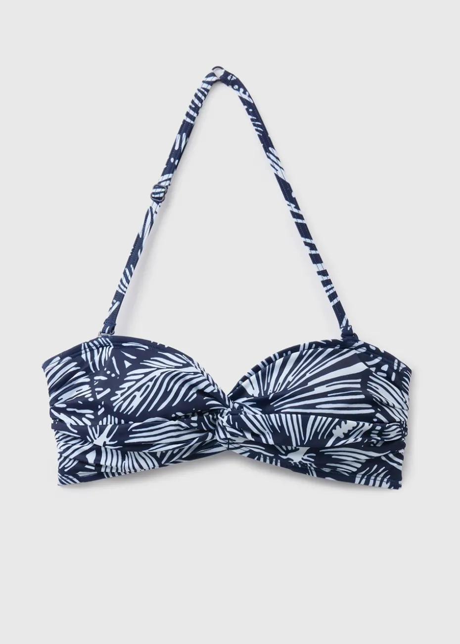 Navy Floral Twist Bikini Top