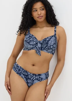 Navy Floral Twist Front Bikini Bottoms