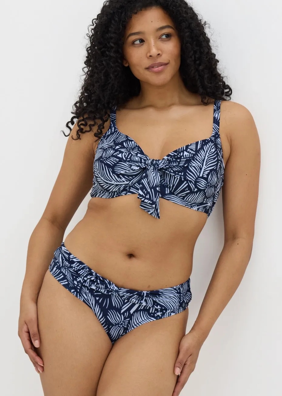 Navy Floral Twist Front Bikini Bottoms