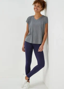 Navy Full Length Cotton Leggings