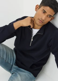 Navy Funnel 1/4 Zip Sweatshirt