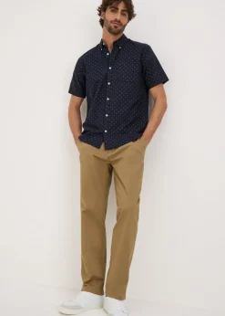 Navy Geometric Short Sleeve Oxford Shirt