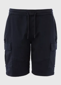 Navy Knitted Cargo Shorts