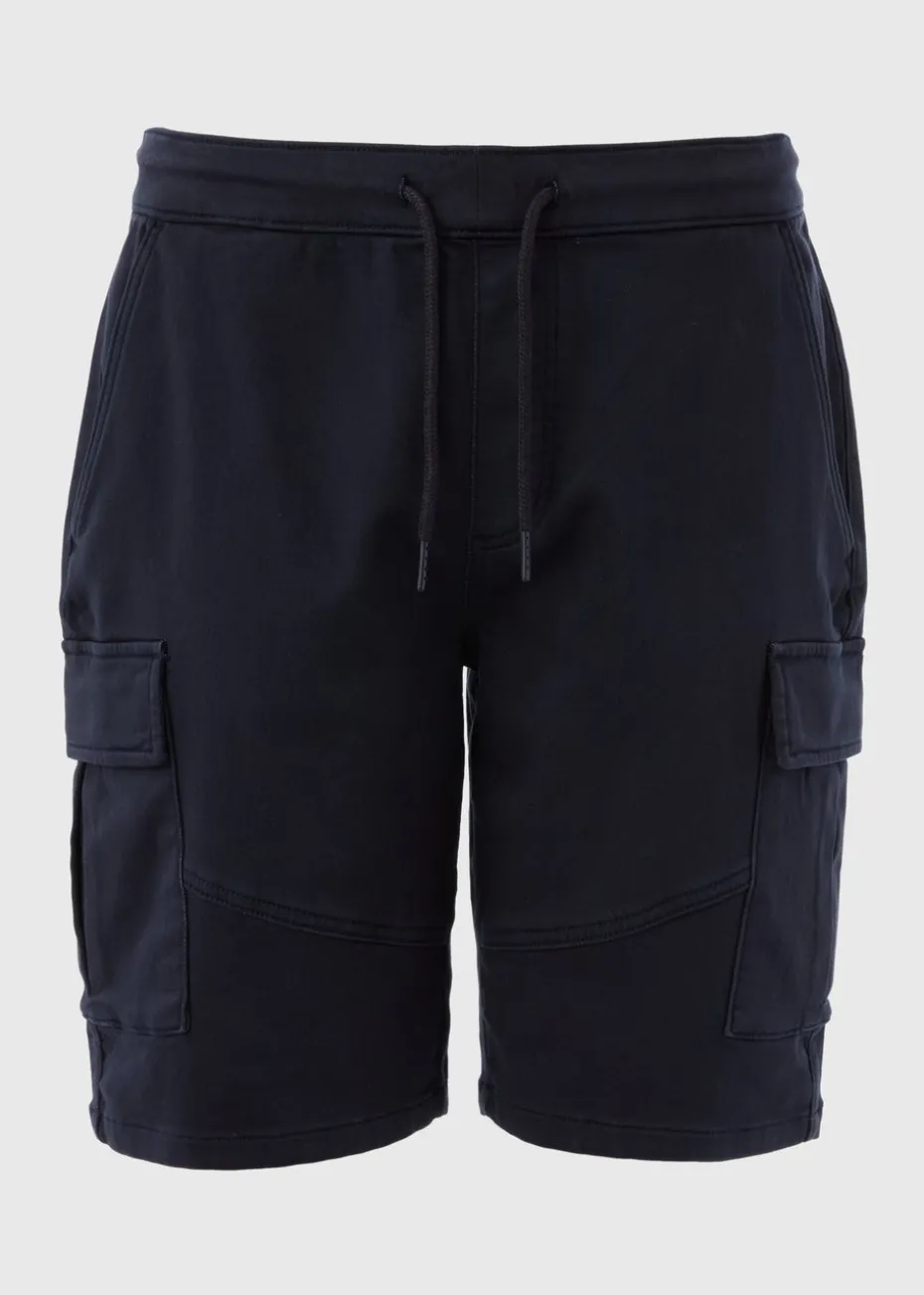 Navy Knitted Cargo Shorts