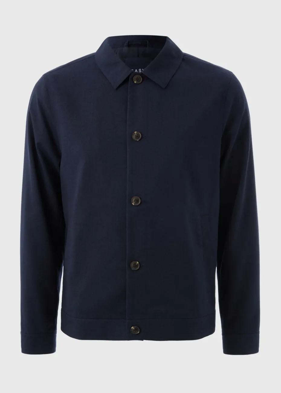 Navy Linen Blend Shacket