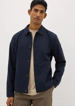 Navy Linen Blend Shacket