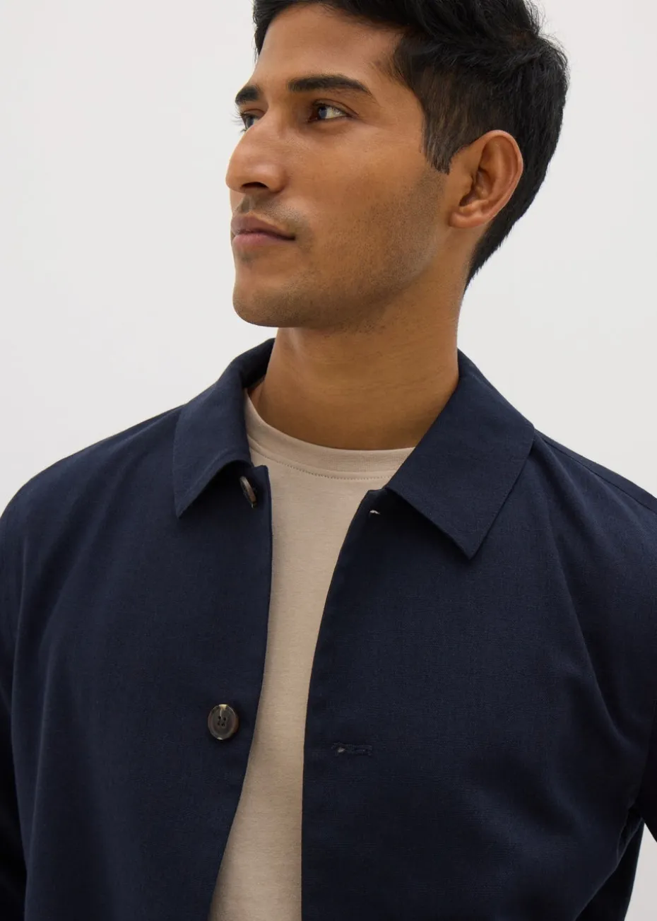 Navy Linen Blend Shacket