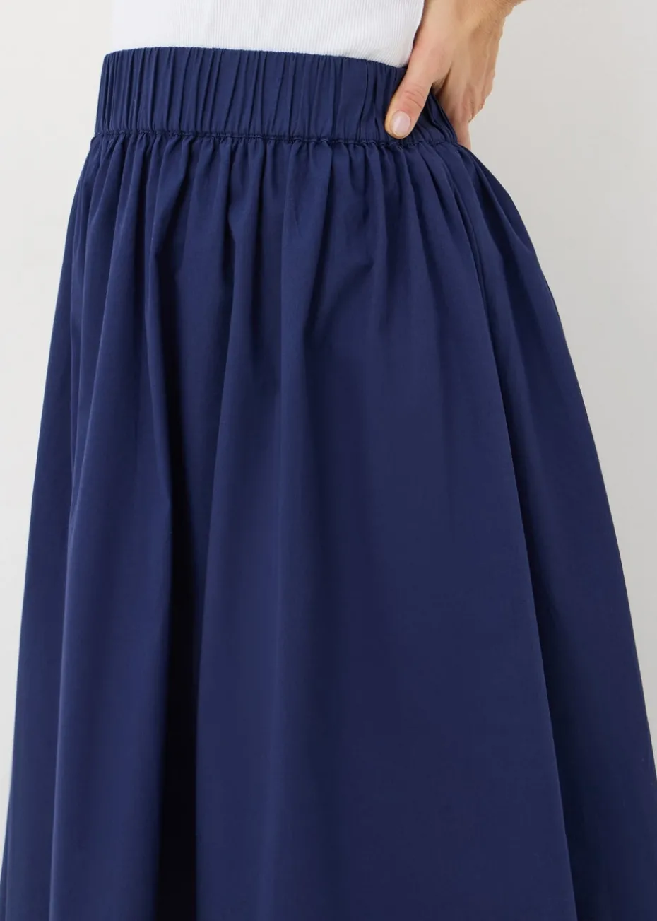Navy Midi Poplin Skirt