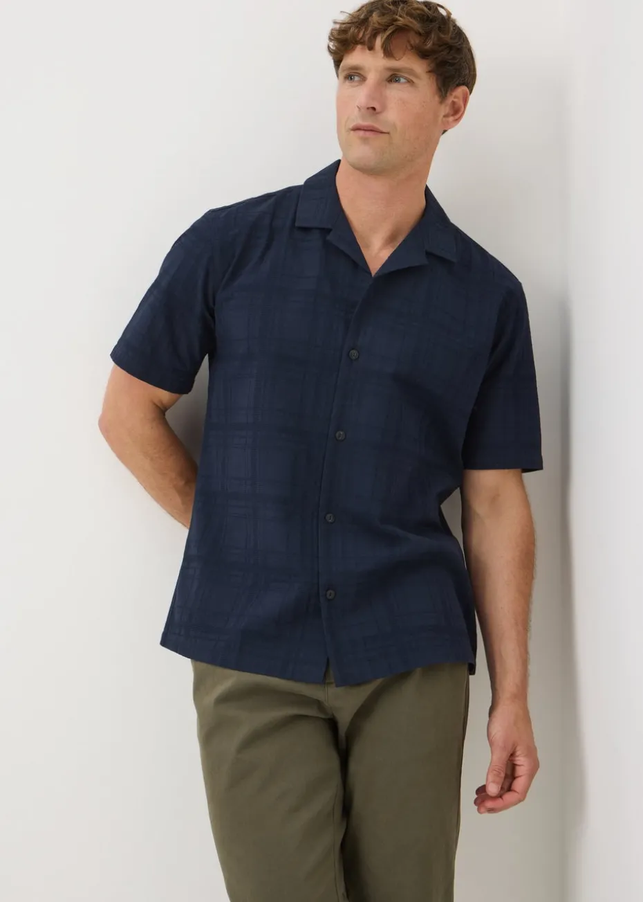 Navy Smart Textured Shirt