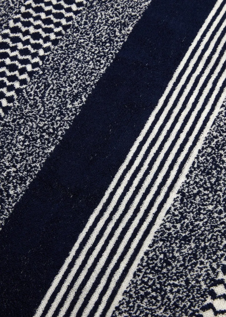 Navy Stripe Patterned Towel
