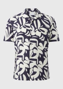 Navy Textured Abstract Shape Shirt