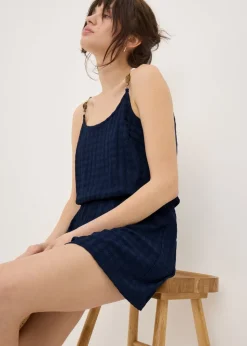 Navy Textured Playsuit