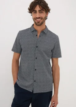 Navy Tile Print Shirt