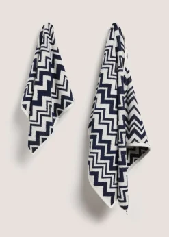 Navy Zigzag Towel