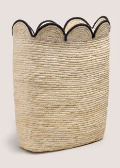Neutral Scallop Edge Narrow Laundry Basket
