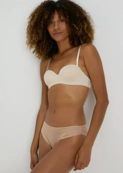 Nude Lace Detail High Leg Knickers