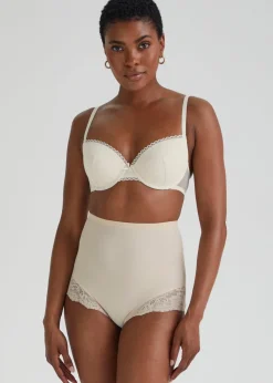 Nude Lace High Waisted Medium Control Knickers