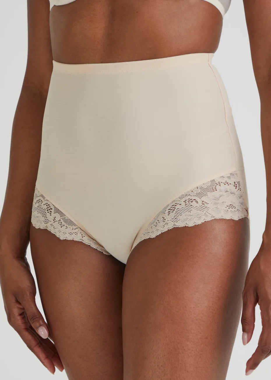 Nude Lace High Waisted Medium Control Knickers
